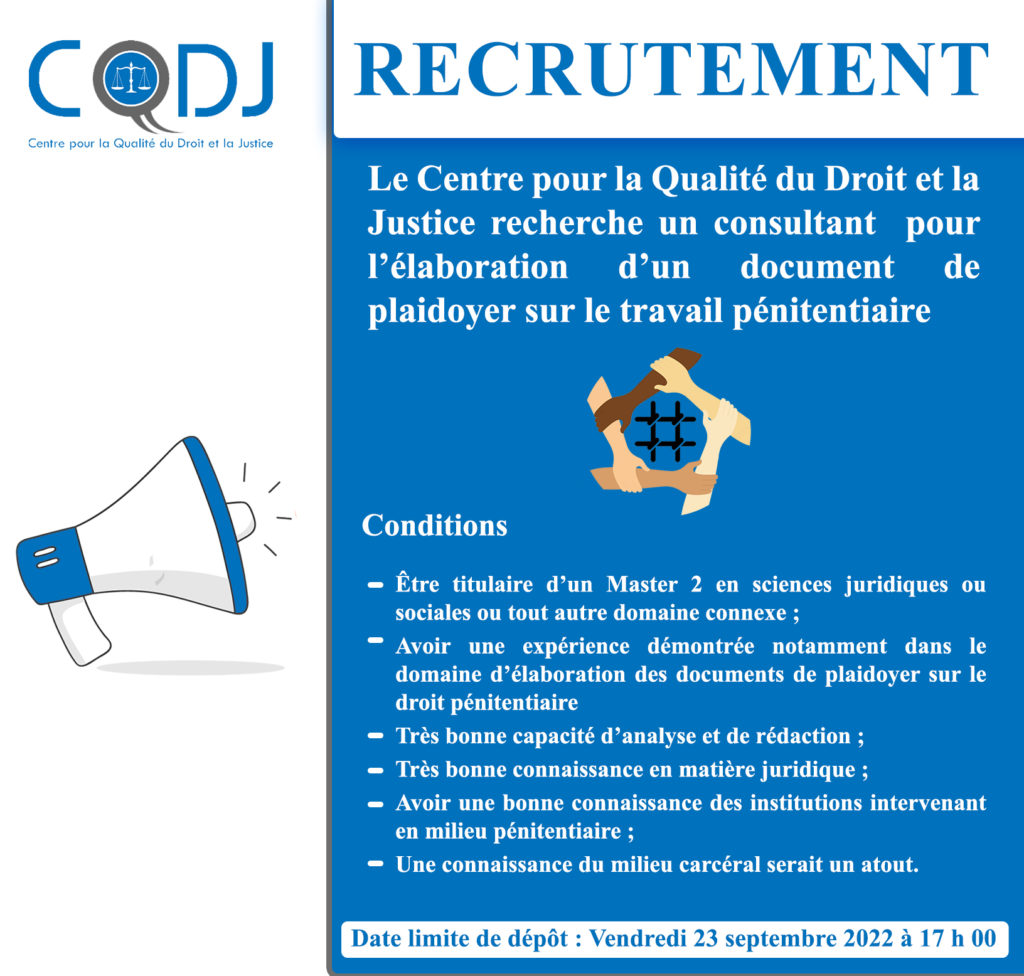 Recrutement d’un consultant 